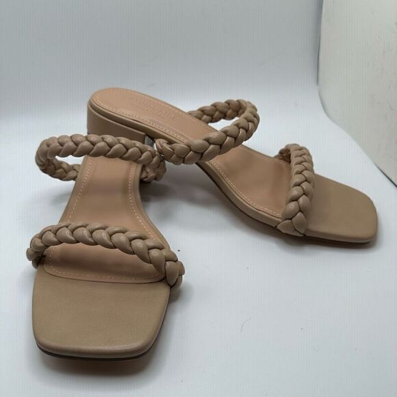 CUSHIONAIRE Women's braided low block heel sandal +Memory Foam 7.5 NUDE - Picture 6 of 7